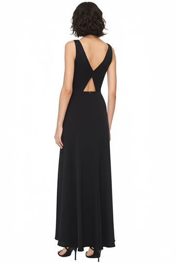 Black Cut Out A Line Formal Dress